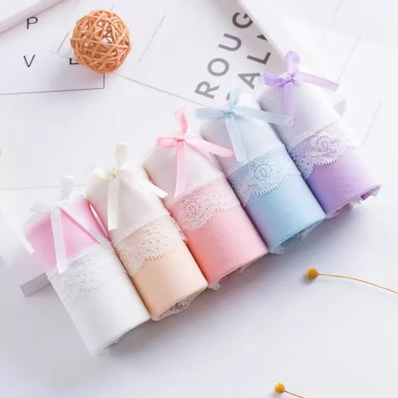 5 قطعة سراويل داخلية للفتيات من الدانتيل للمراهقات سراويل داخلية قصيرة للأطفال من عمر 9 إلى 16 سنة