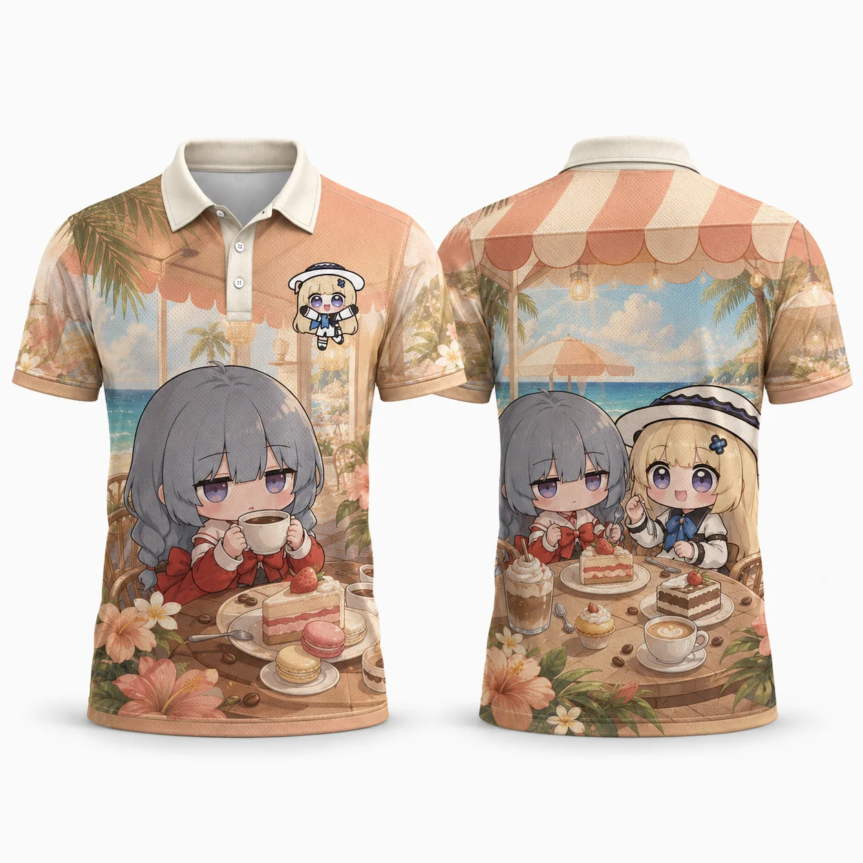 Phoebe Joubi Phrolova Chibi Anime Movie Night Polo Shirt Kawaii Girls Popcorn 3D Print Quick Dry Breathable Summer Unisex Top