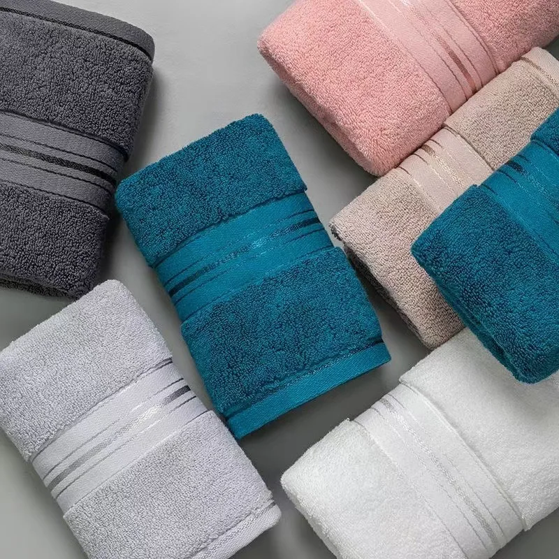 Pure cotton bath towel and square towel three-piece set, absorbent, soft and lint-free Bathrobe 34x34 34x74 70x140cm