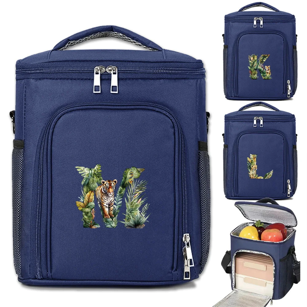 Insulated Lunch Bag Bilayer Bento Pack Aluminum Foil Rice Bag Print Jungle Tiger Series Ice Pack Student Bento Insulation