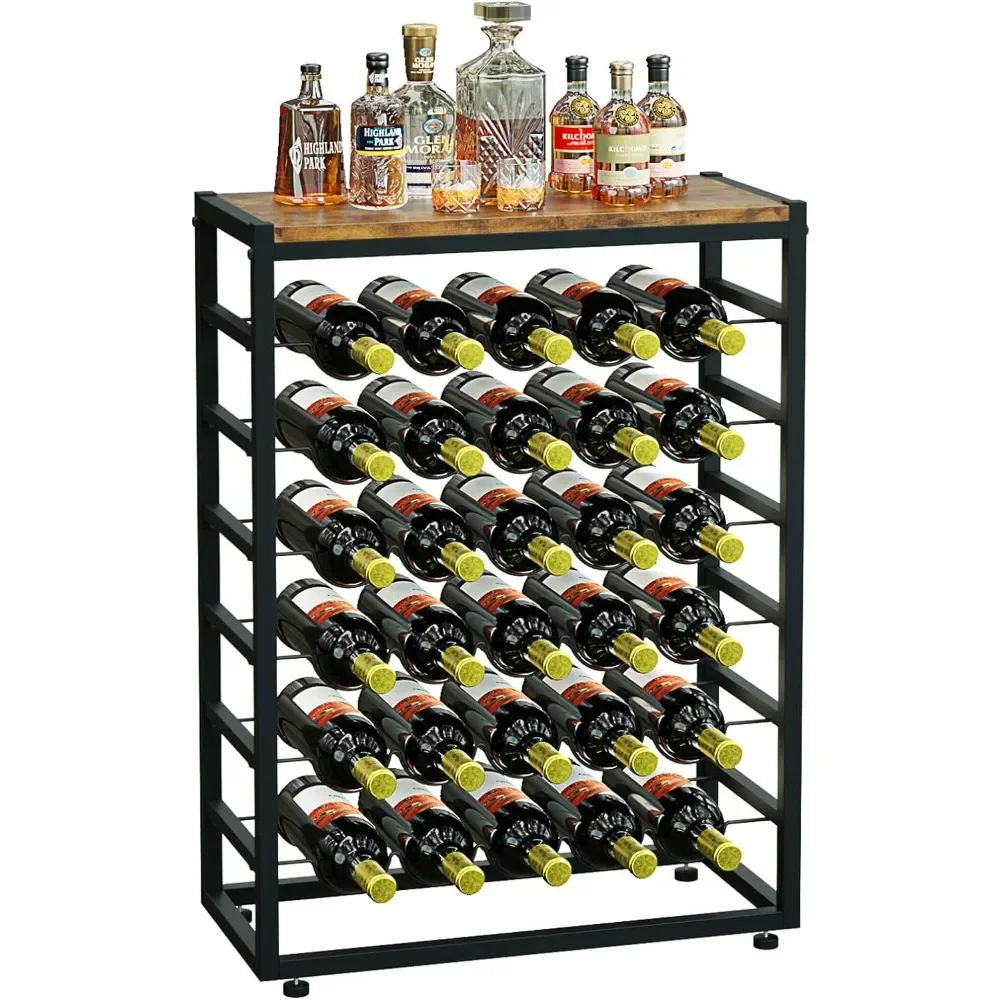 

Wine Rack Free Standing 6-Tier 30 Bottles Holder Display Storage Shelves with Metal Frame and Table Top,L23.22x W11.81x H34.65