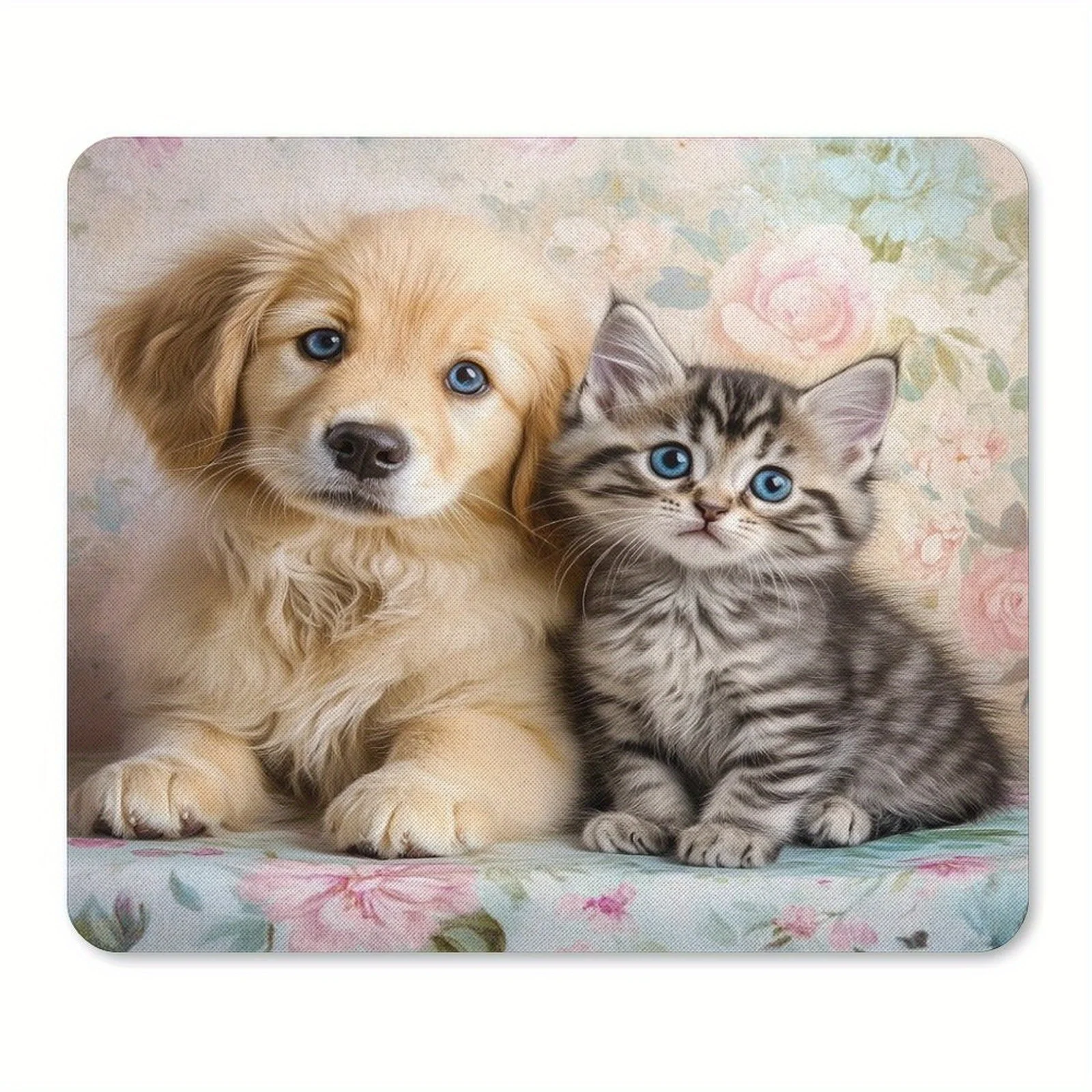 Cute dog and kitten mouse pad is designed with an anti-slip rubber base and a smooth surface. It is small in size for office use