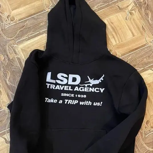 LSD وكالة السفر إلكتروني طباعة مقنعين سترة الأمريكية فضفاضة الخريف والشتاء سترة علوية الرجال والنساء في الهواء الطلق البلوز