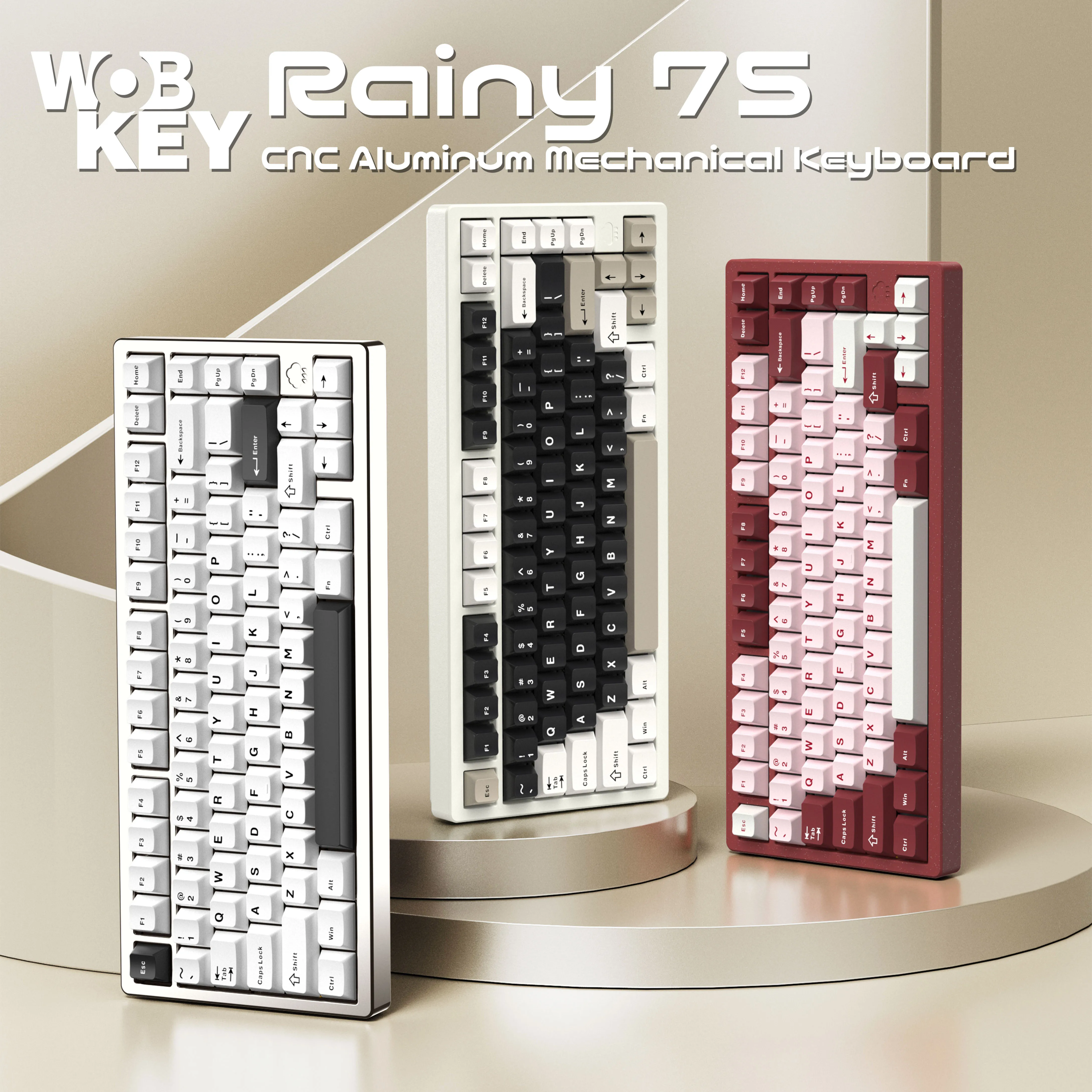 WOB Rainy75 Aluminum HMX/JWK/Cocoa Switches Tri-Mode Mechanical Keyboard