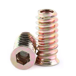 20pcs Carbon Steel Hex Socket Drive Insert Nuts Threaded For Wood Furniture Screw in Nut M6 M8