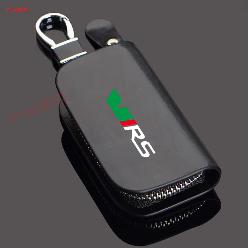 Vintage Genuine Leather Wallet Key Holder Housekeeper Keys Organizer For Skoda Octavia Rapid Superb Kodiaq Scala Karoq Kamiq
