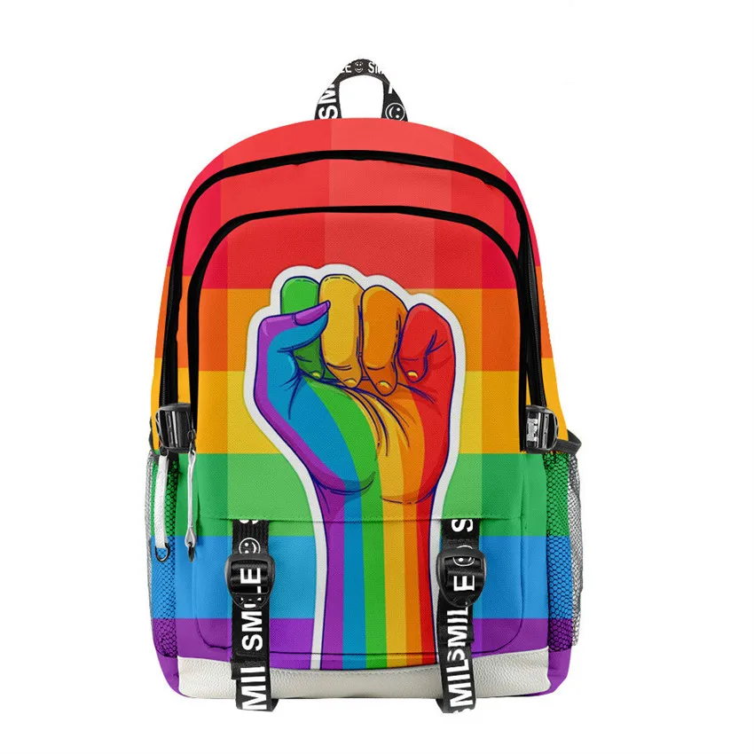 

High Quality Pride LGBT Rainbow Bag 3D Nylon Bagpack Men Women Rucksack Casual Travel Backpacks Laptop Back Pack Mochila