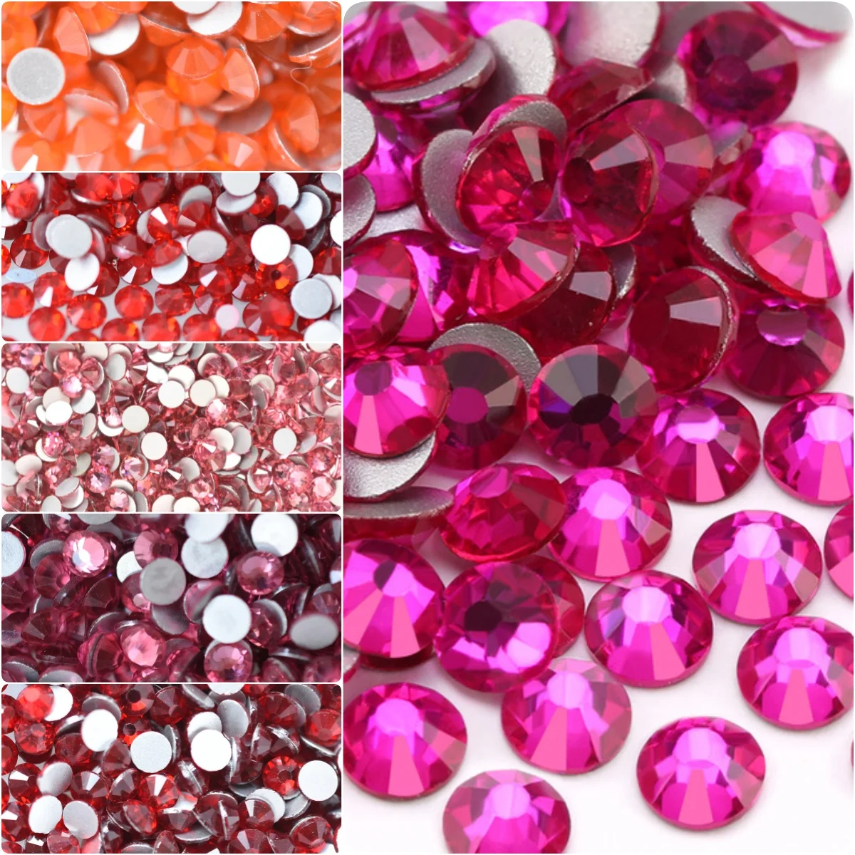 Nail Art Fuchsia - SS6-40 Rote Serie Glas-Kristall Nicht-Hotfix Flache