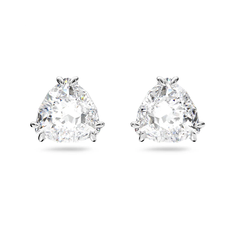 

Серьги-гвоздики с прозрачными кристаллами в форме груши – серебристый оттенок