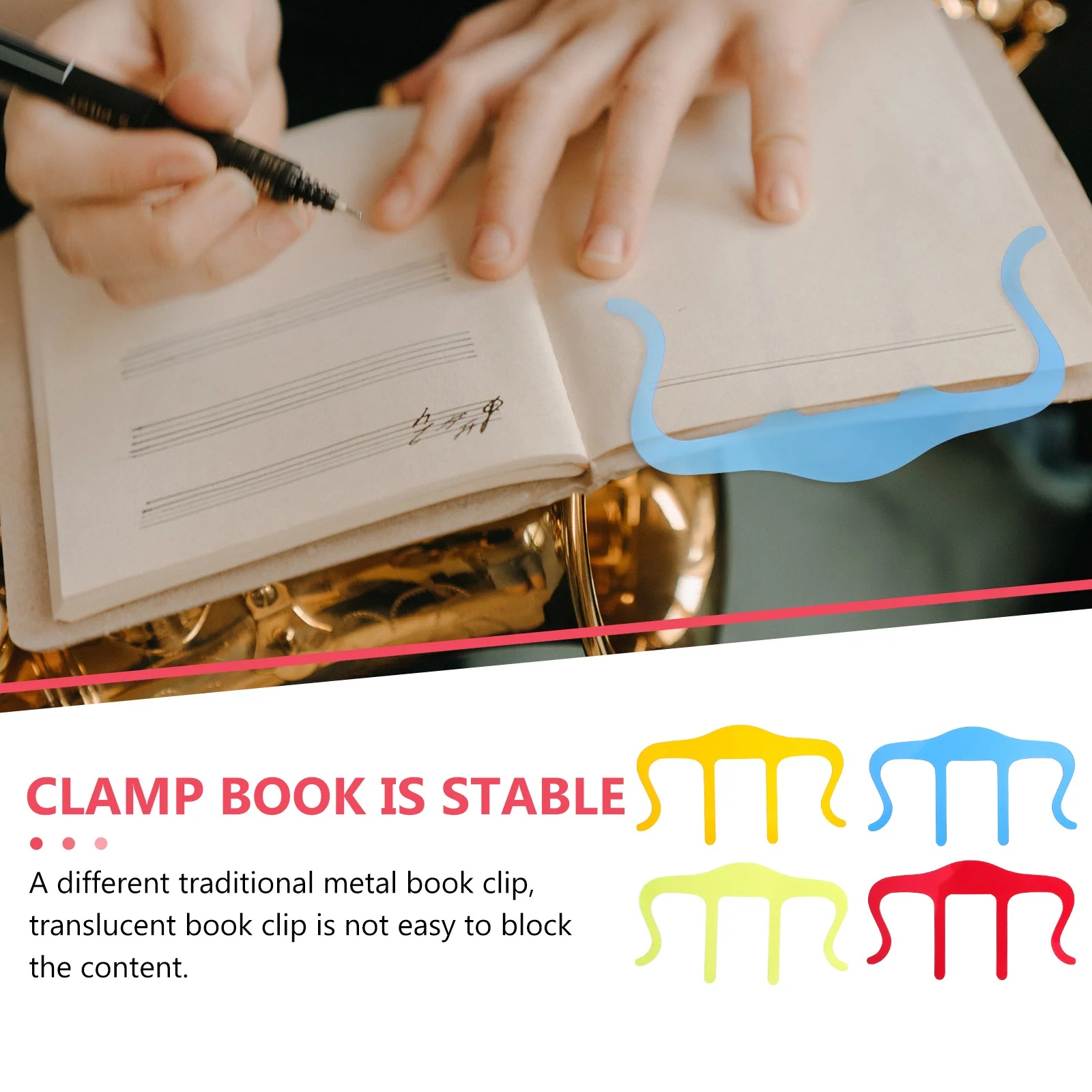

4 Pcs Stand Clips M-type Book Holder Score Sheet Clamps Acrylic Strong Clamping Force