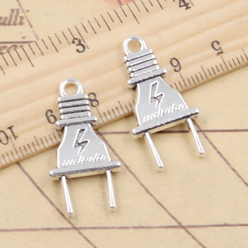 10pcs Charms Electric Plug 32x16mm Tibetan Silver Color Pendants Antique Jewelry Making DIY Handmade Craft