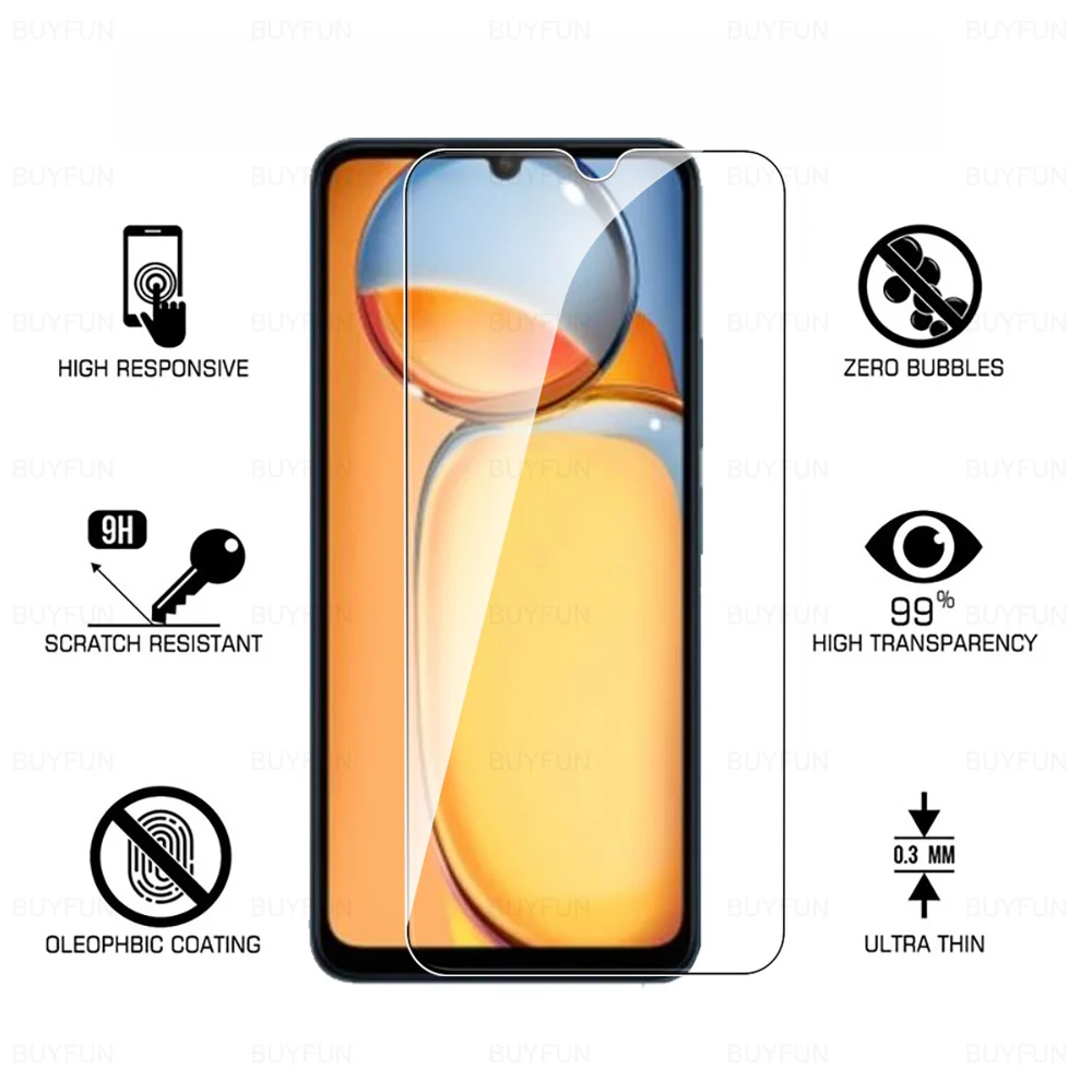 Protector de pantalla de vidrio templado para Xiaomi Redmi 13C, película protectora transparente de 6,74 pulgadas, 4G, 2 unidades