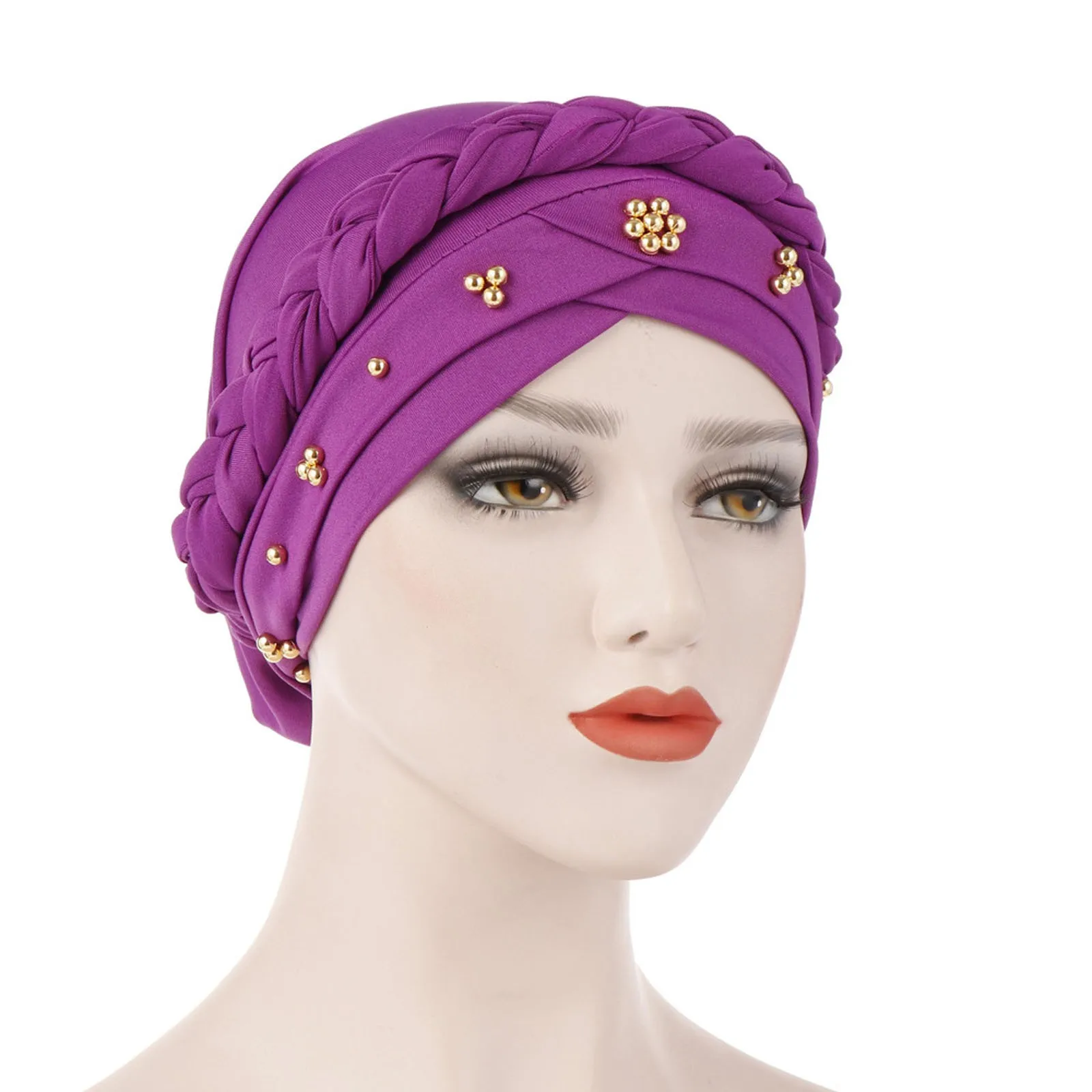 Head Scarf for Muslim Women Solid Cotton Turban Bonnet Cycling caps White Pearl Inner Hijabs Femme Musulman Arab Wrap Turbantes