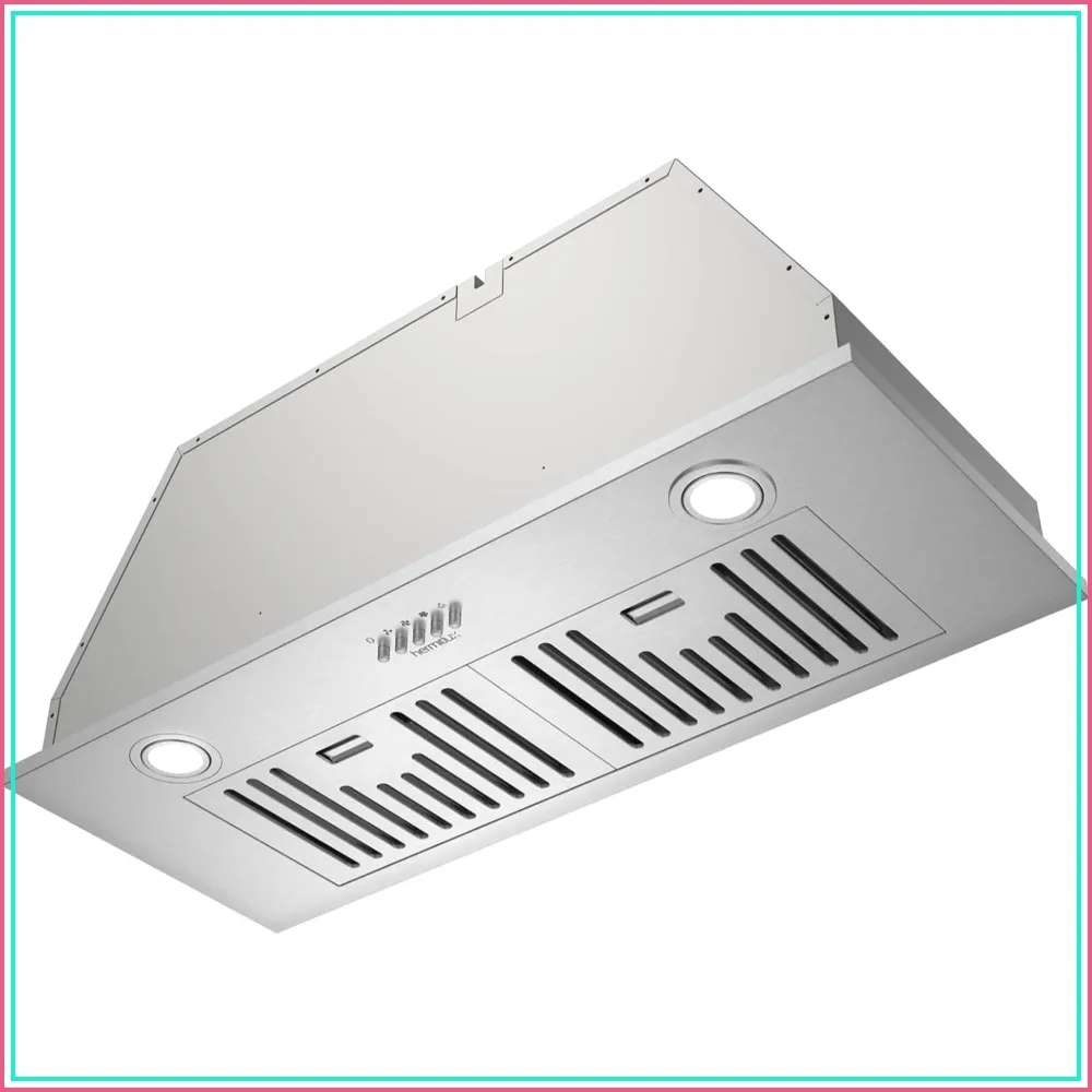 

30 inch Built-in Range Hood, 600 CFM, 3 Speed, Ducted/Ductless, Stainless Steel with LED Light and Baffle Filters