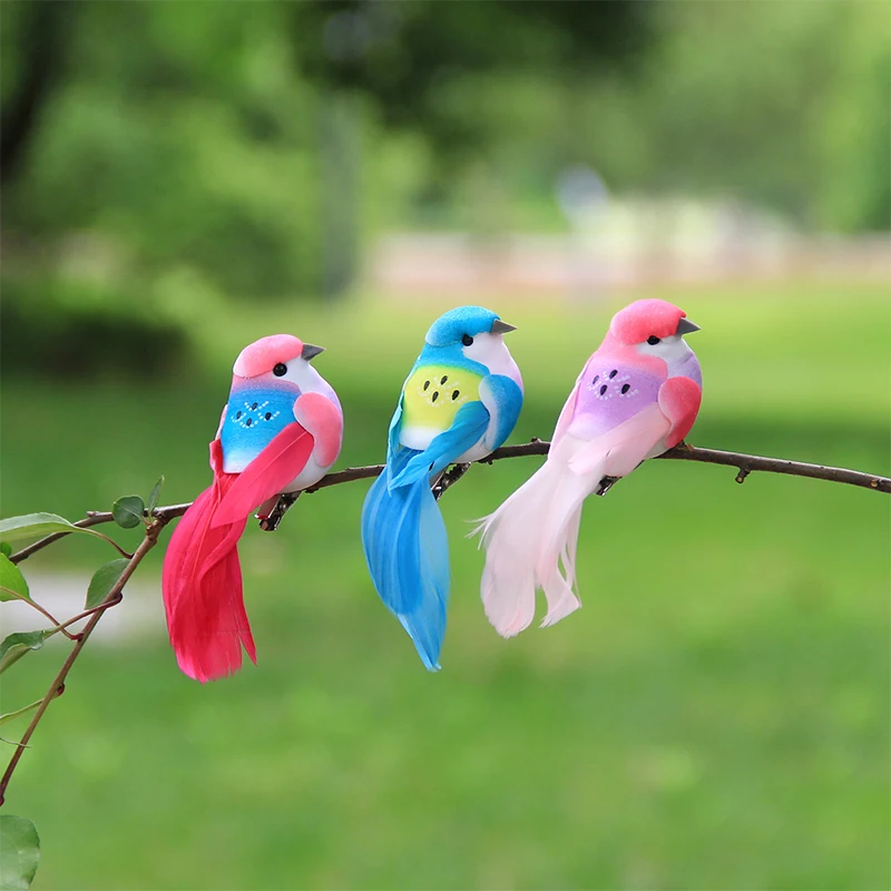 Juego de plumas de espuma Artificial para decoración del hogar, plumas de colores para pájaros, decoración de boda, 6 unidades