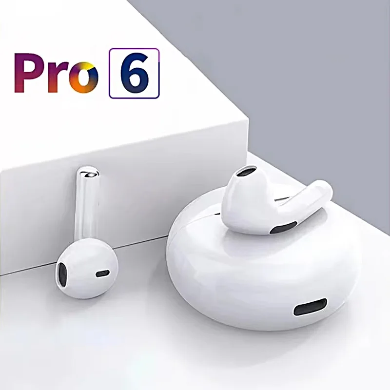 Pro6 Wireless Earphones Bluetooth 5.0 Headphones In Ear Noise Cancell Stereo Music Earbuds Touch Control Earbuds With Microphone