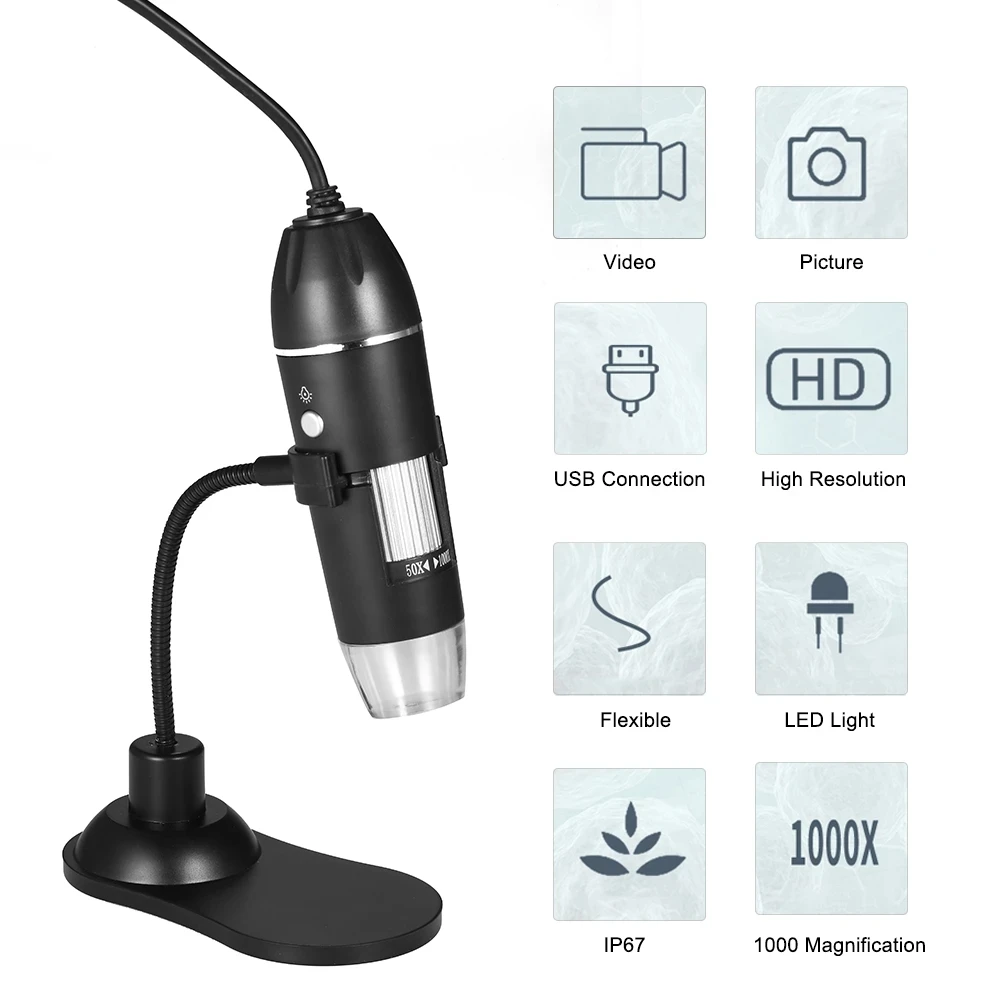 

2MP 1080P 50-1000X Continous Focal USB Digital Microscope CMOS Borescope Handheld Endoscope Inspection Otoscope Camera