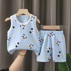 Summer Vest Boys Girls Pajamas Sets Cartoon Cotton Children Boy Girl Sleepwear Nightwear Kids Lightning Pyjamas Suit