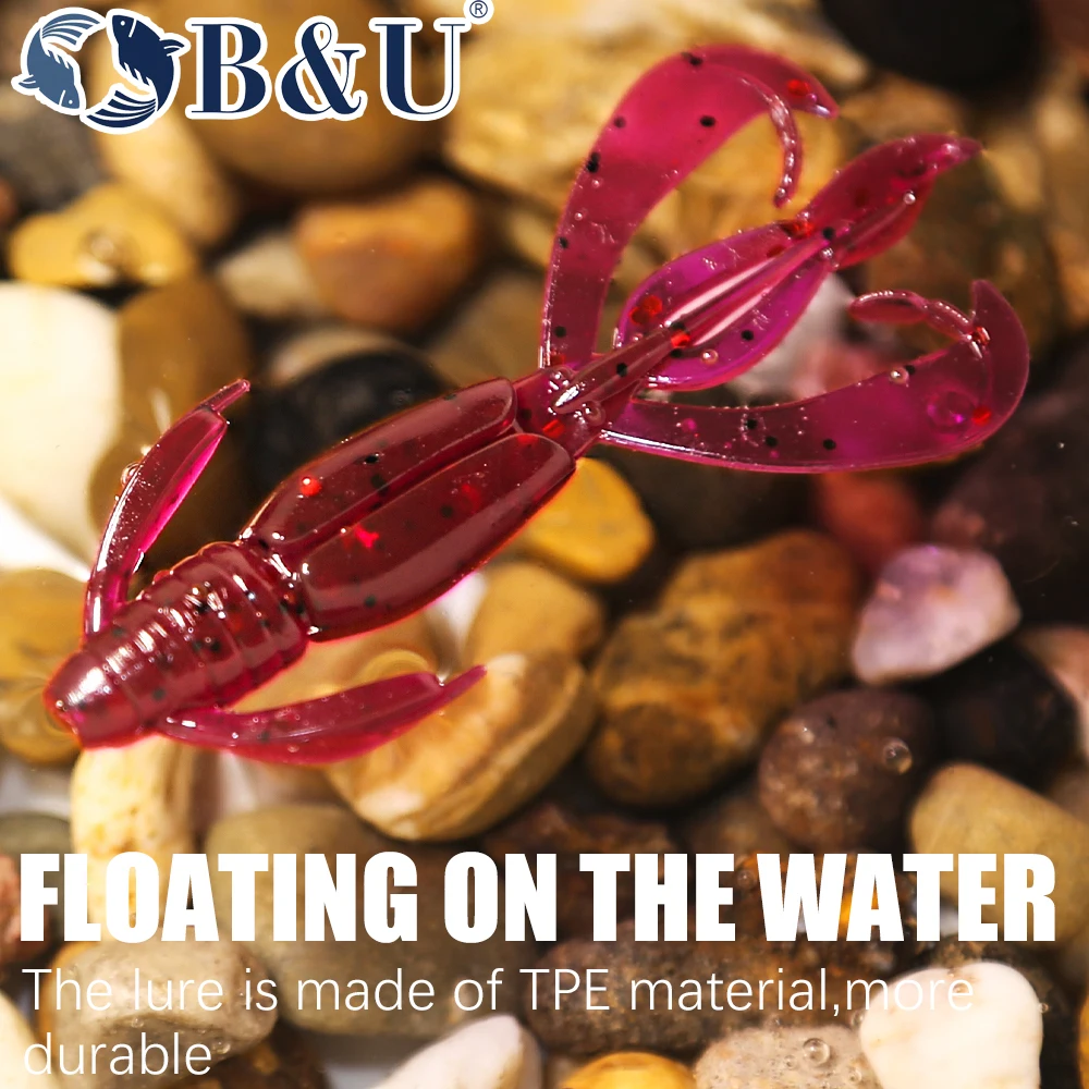 B&U Floating Crazy Flapper Fishing Soft Lure Jig Wobbler Swimbait Silikonköder Garnelen Bass Barsch Köder Künstliche Craws Köder – Detail 4