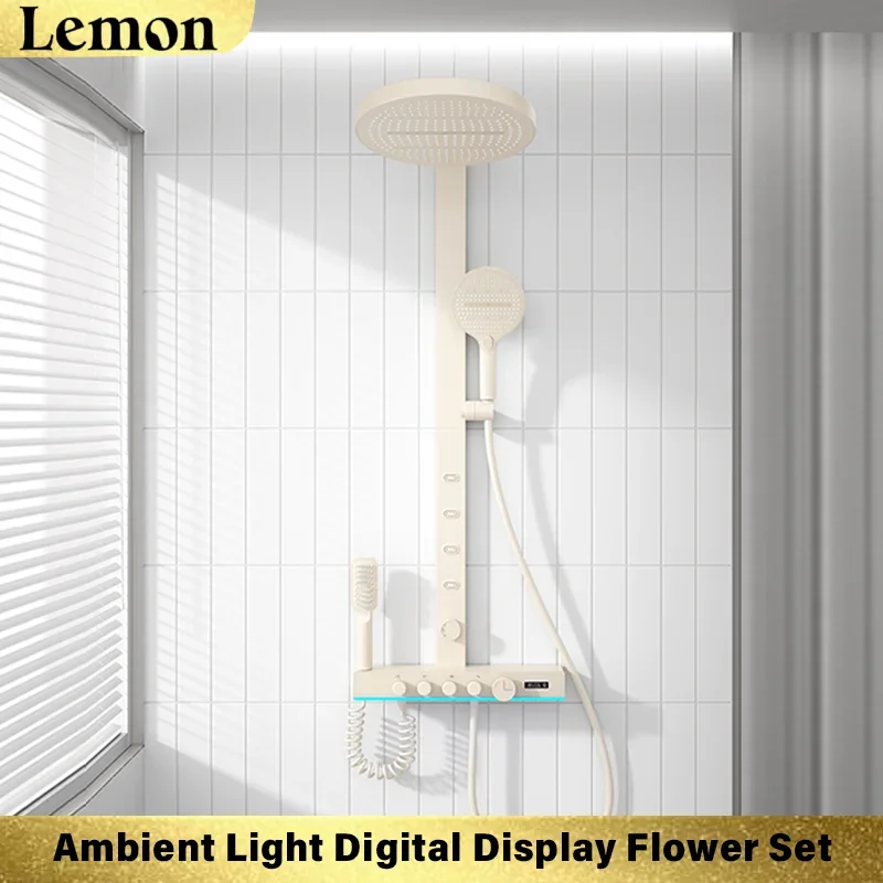 Conjunto de sistema de chuveiro multifuncional para banheiro com interruptor rotativo, água quente e fria pressurizada para uso doméstico e em hotel