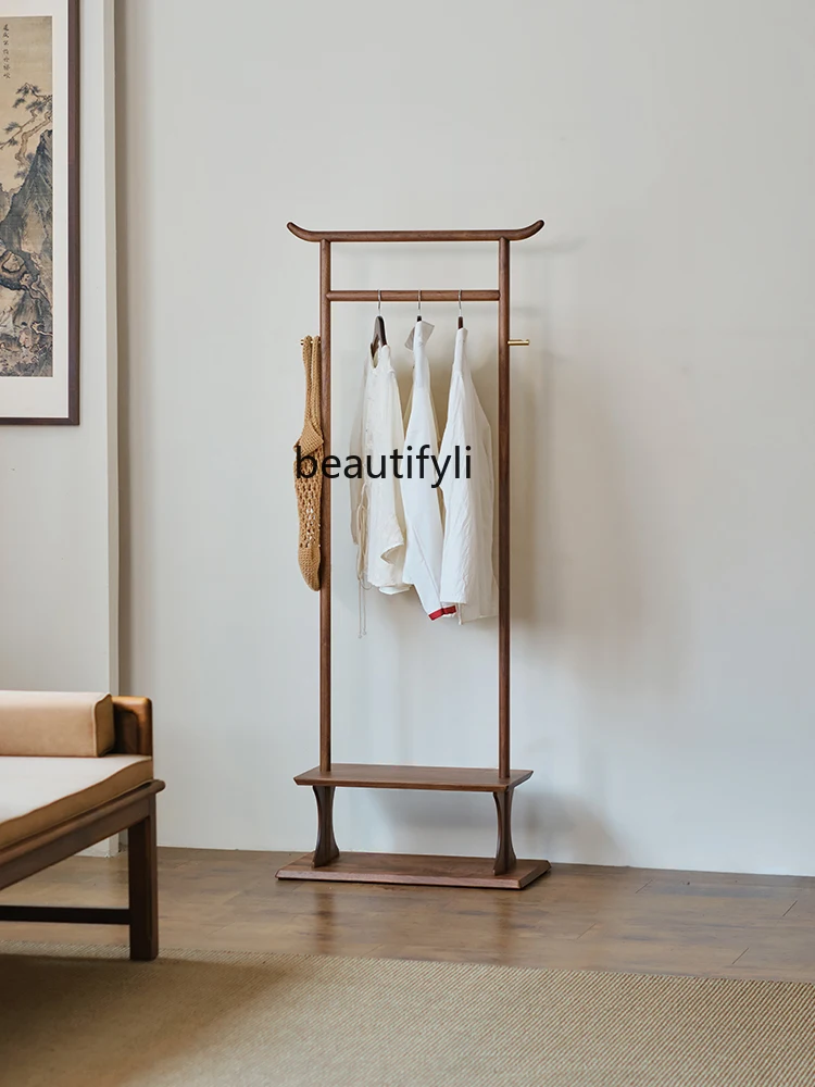 

North American Black Walnut Wood Clothes Rack New Chinese Style Solid Wood Coat Rack Bedroom Floor-standing Clothes Rack