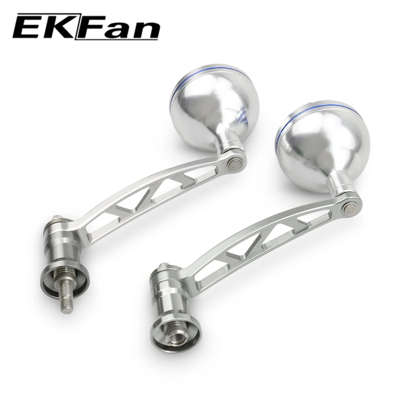 EKfan CNC Process 83MM Length Aluminum Alloy SHI&DAI Spinning Fishing Reel Handle Silver Knob Parts