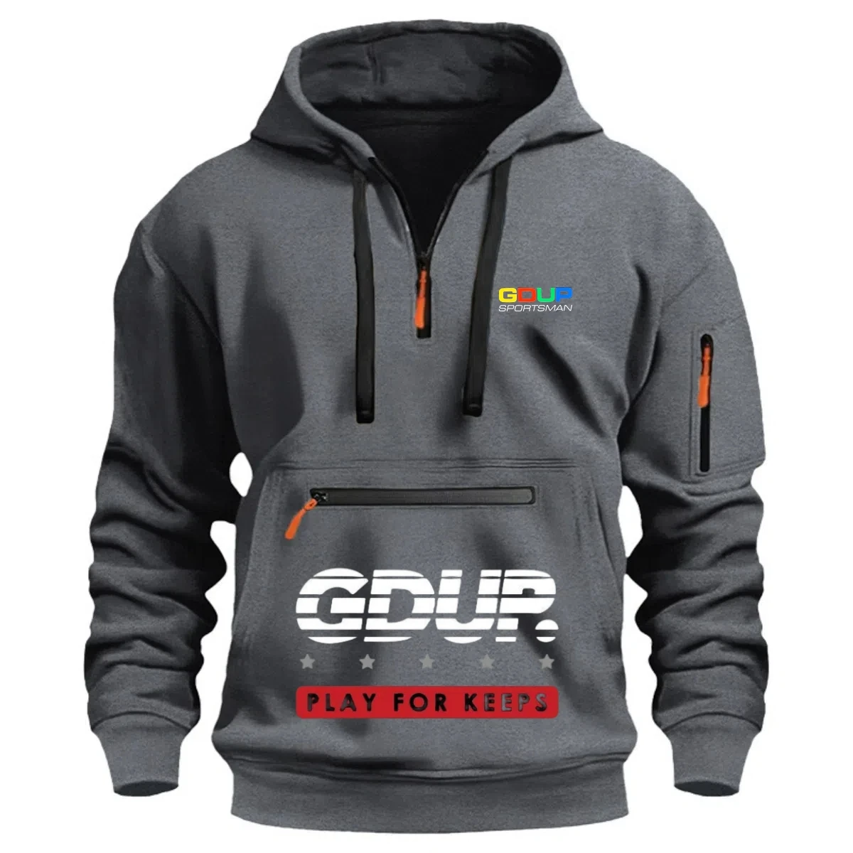 

Men's Fashionable Casual Loose Half-Zip Hooded Sweatshirt with Anti-Theft Pocket Spring-Autumn Night-Lit Zipper Sports Shirt