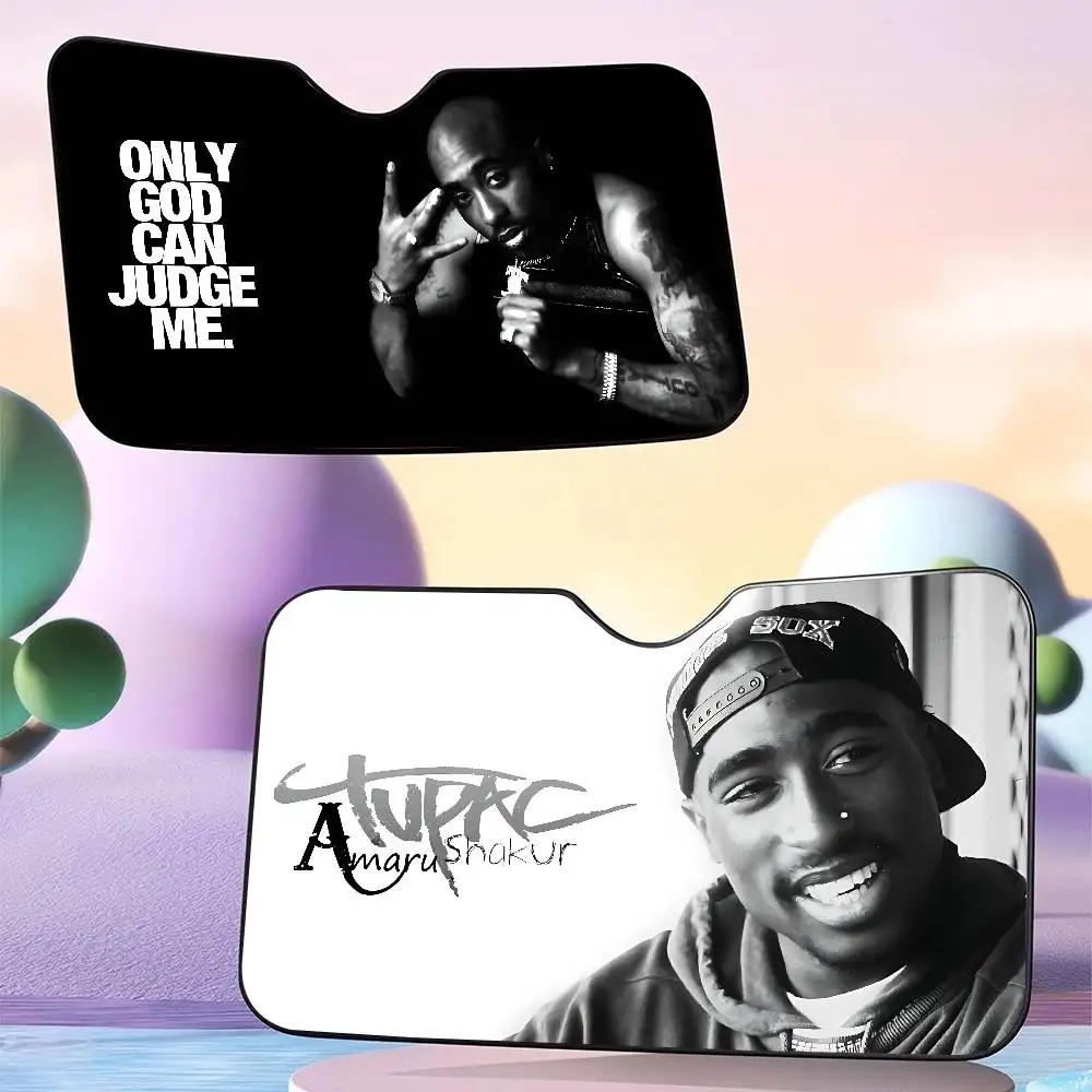 Rapper 2Pac Singer Tupac Windshield Car Sunshade Funny Animal Windshield Sun Shade Window Cars Folding Rays Sun Visor Protector