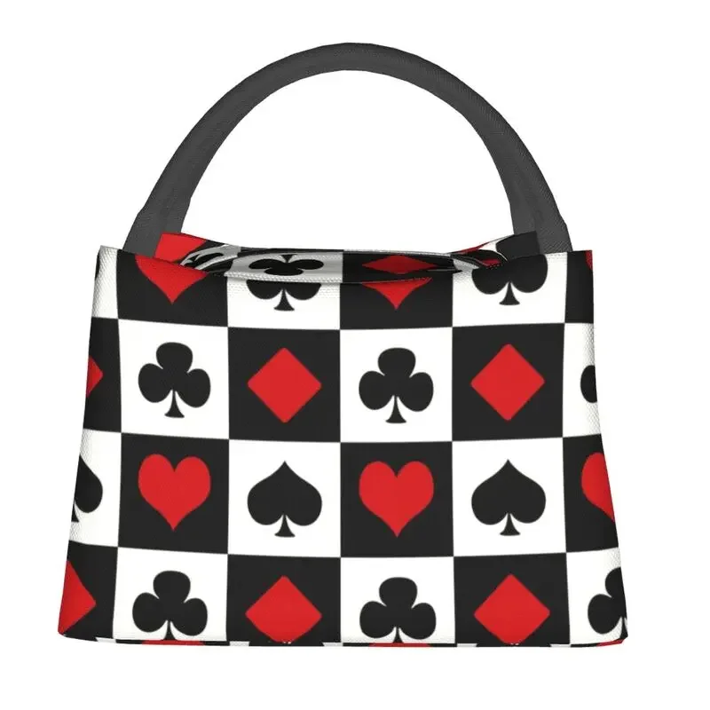 Playing Card Thermal Insulated Lunch Bags Women Game Poker Players Portable Lunch Tote for Office Outdoor Storage Meal Food Box