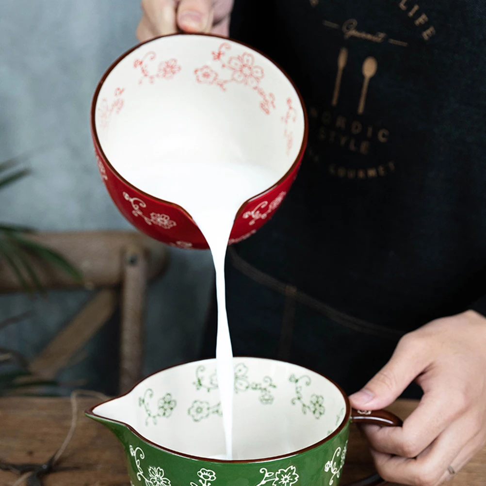 

1Pcs Ceramic Mixing Bowl Red Unique Design Non-Slip Base Smooth Edge Easy Clean Kitchen Food Serving Bowl for Eggs Fruit Salad