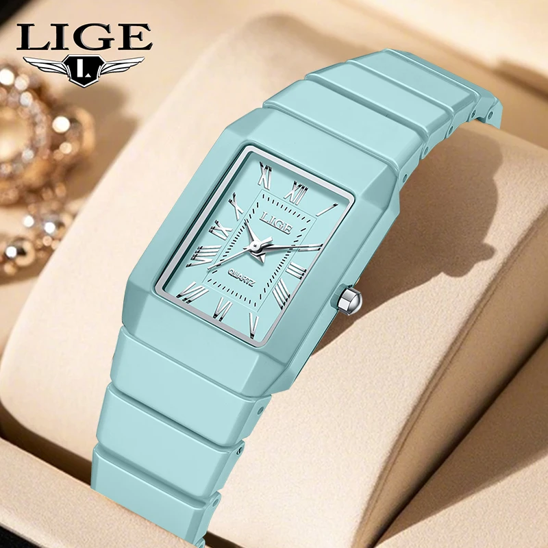 LIGE Fashion Classic Woman Watch Elegant Fashion Classic Luxury Ceramic Waterproof Simple Dial Quartz Womens Watches Ladies Gift