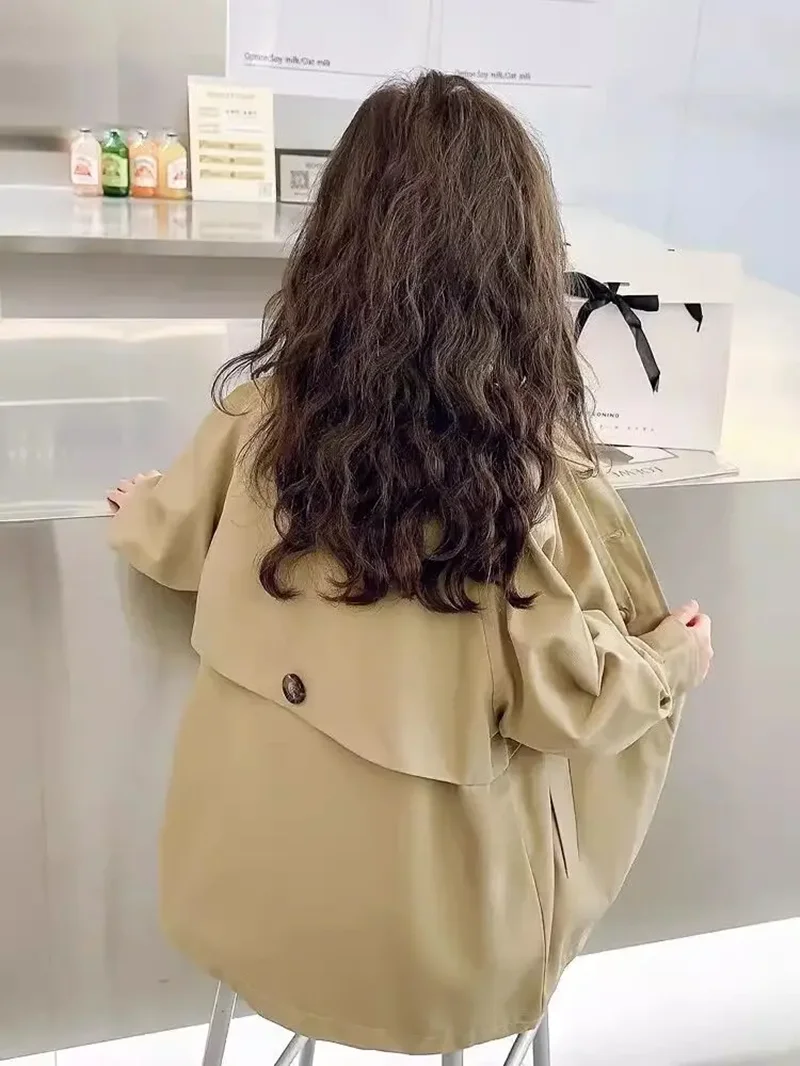 

Kids Girls Trench Coat Spring and Autumn Western Style Children's Medium length British Style Coat 90-140CM