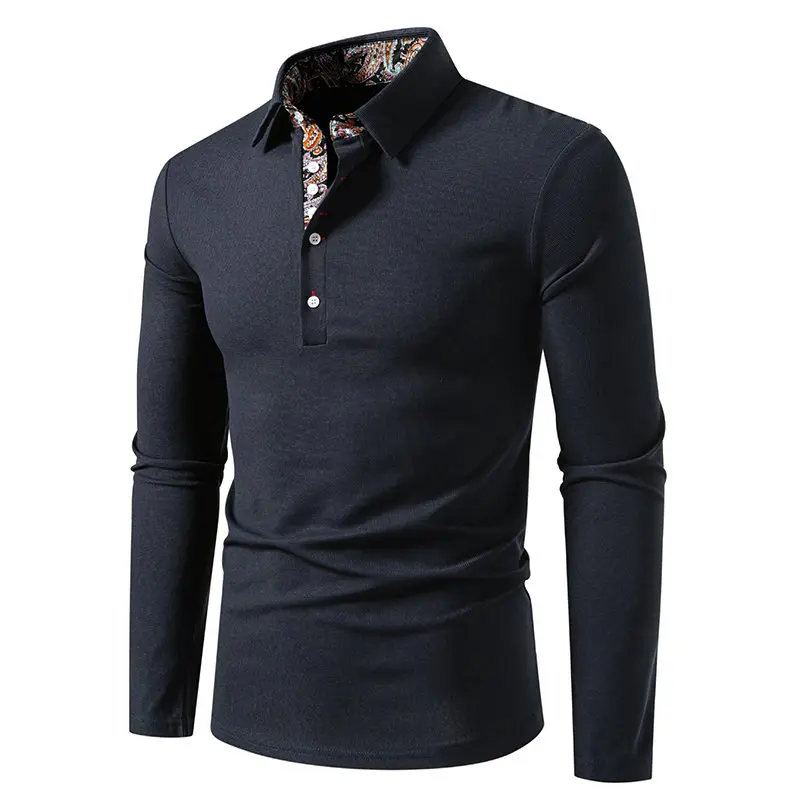 2024 neue Herren Casual Polo Shirt Floral Paisley Revers Hemd Langarm Bequeme Weiche männer kleidung