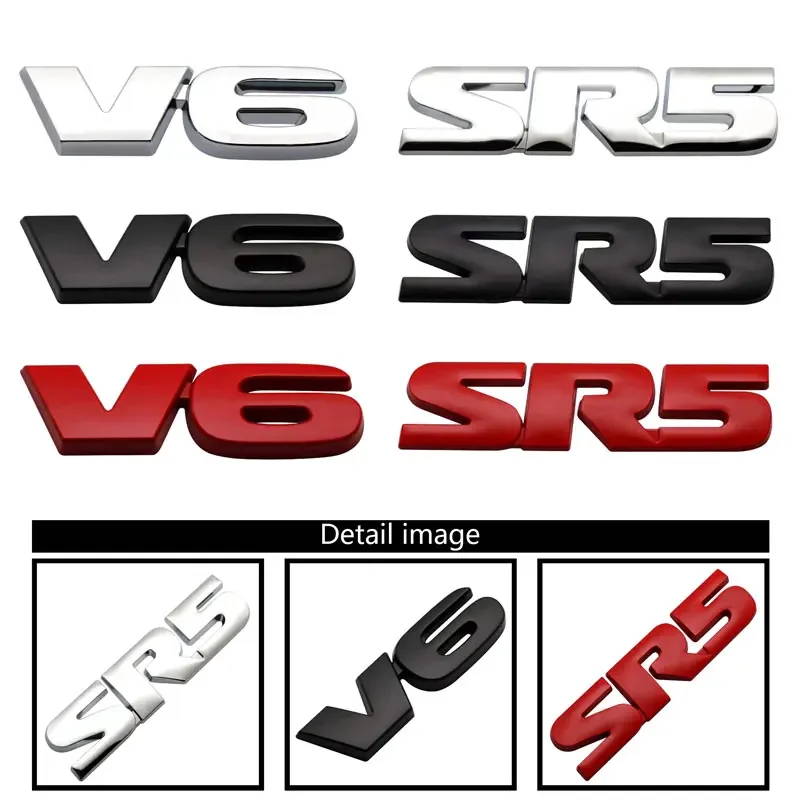 3D Styling SR5 V6 Logo Vehicle Emblems Car Metal Stickers For Toyota Rider Sequoia 4Runner Hilux Tundra SR5 TRD Off Road