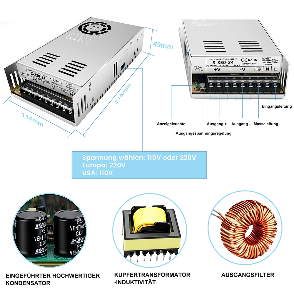 Motor Stepper Nema23 1.2/2/3Nm Motor 3A 8Mm Driver Poros 350W Catu Daya USB Kartu Mach3 Kit 5 Sumbu untuk Mesin Ukiran CNC