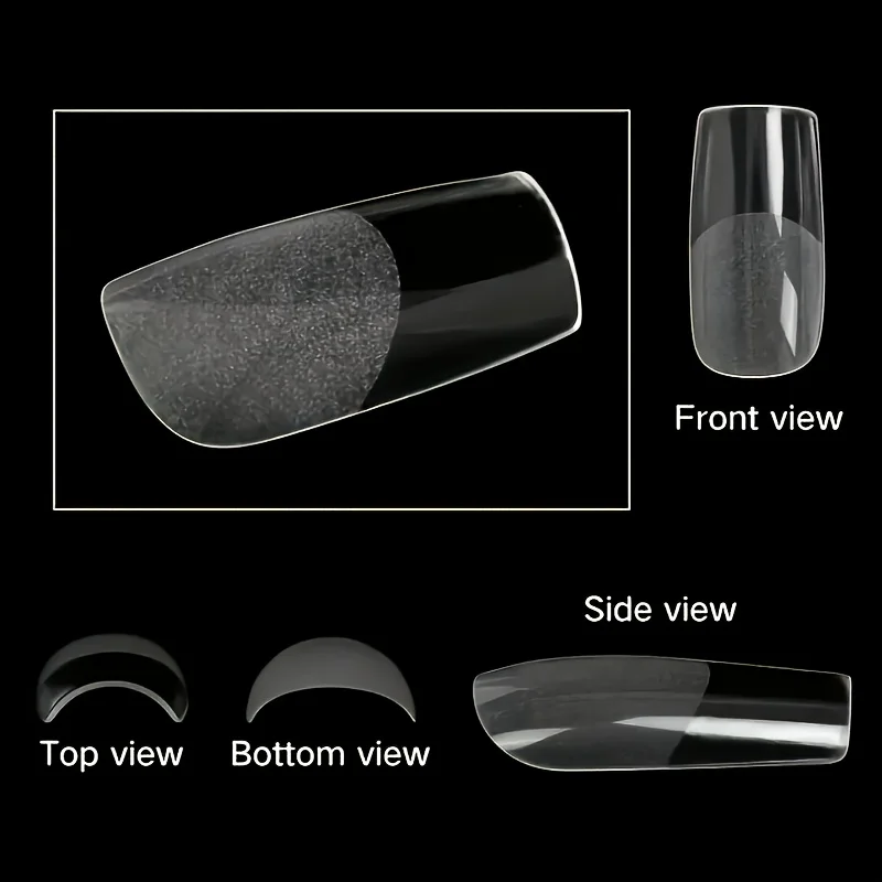 120 قطعة من أطراف الأظافر الأكريليك المربعة المتوسطة - نصف غير لامعة، غطاء كامل من أطراف الجل الناعمة على شكل مسبق لمانيكير الأظافر واستخدام الصالونات، شفاف #5