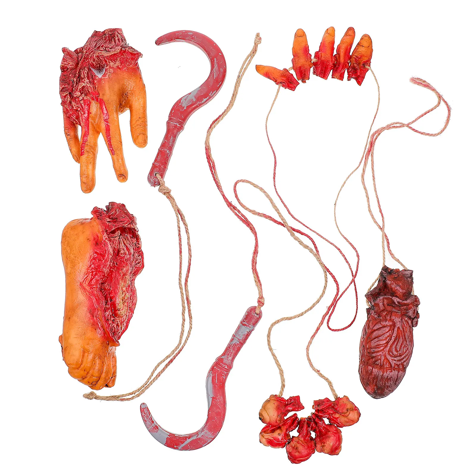 

1 set Halloween Props Ghost House Decorations Scary Yard Supplies Broken Body Parts Severed Hands Feet Cotton Latex Practical
