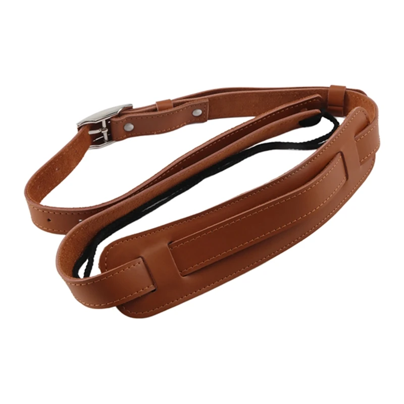 

A57T Durable Leather and Metal Buckle Electric Guitar Strap Belt Shoulder Pad Adjustable Vintage Guitar Straps-Brown Color