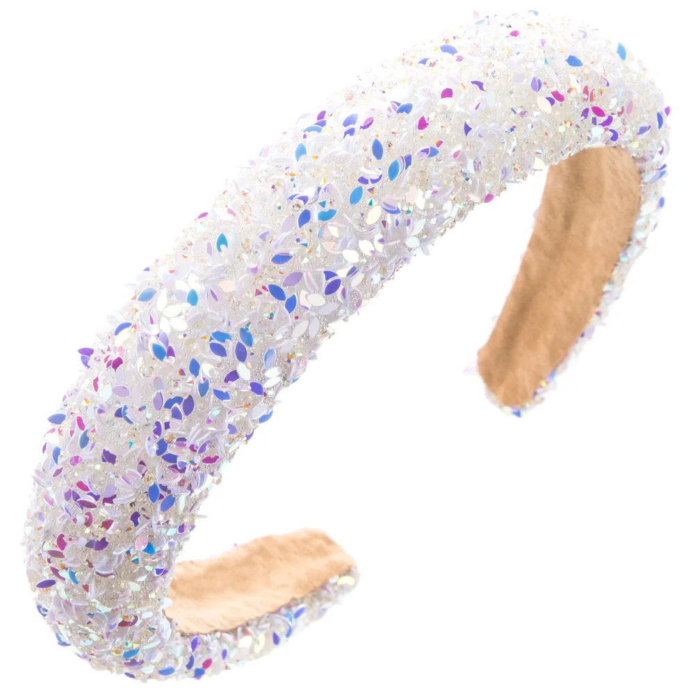 Women Girls Spring Colorful Sequin Sponge Padded Hairband Headband Adult Hair Accessories Hair Jewley