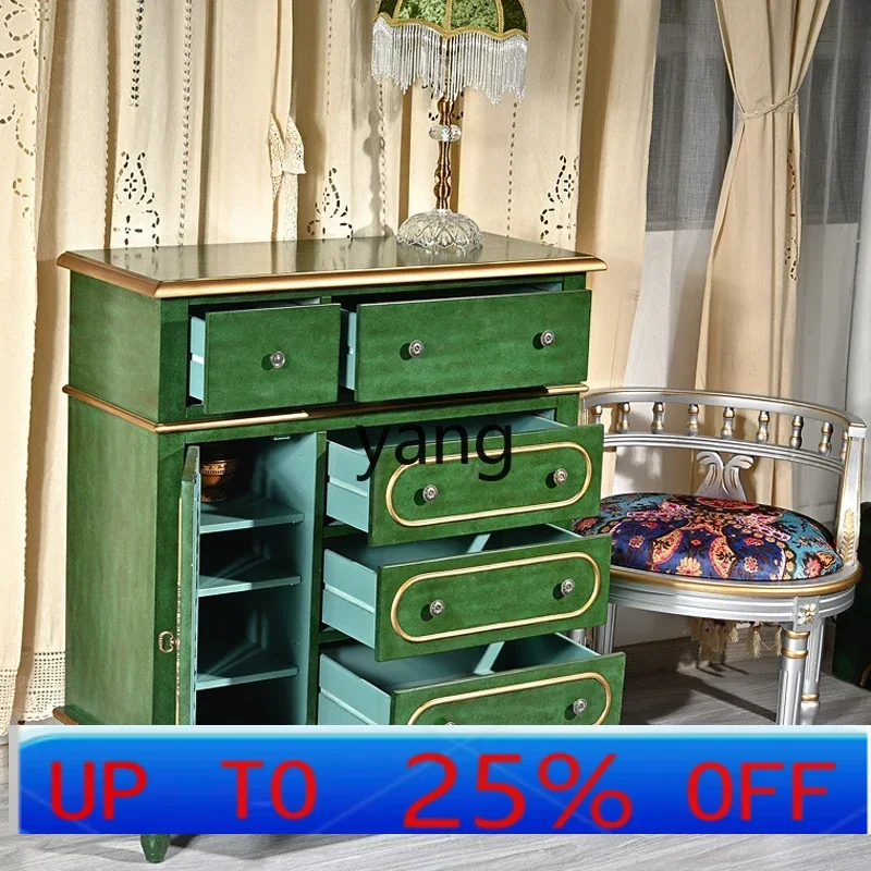 

L LH American dining side wine cabinet integrated kitchen cupboard living room storage solid wood storage multi-function