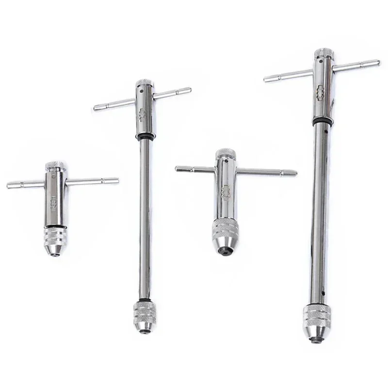 Adjustable M3-8 M5-12 T-Handle Ratchet Tap Wrench Tap Screw Holder Male Thread Metric Plug Mechanical Workshop Tools Hand Tool