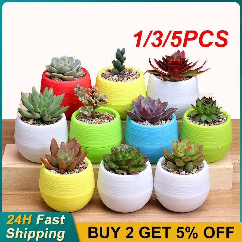 1/3/5PCS Plant Desktop Potted Succulent Plant Pot Planter Pot 2023 Plastic Flowerpot Flower Vase Solid Color Mud Holder