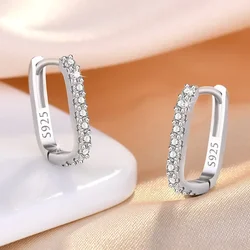 New trending Silver Plated classic Crystal Jewelry Fashion Zircon Circle Hoop Earrings for Woman Wedding Party Birthday Gifts