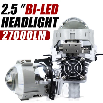 자동차 헤드라이트 하이 로우 빔 LED 키트, 2.5 인치 Bi LED 렌즈 헤일로 라이트 프로젝터, H4 H7 9005 9006 3R G5 용, 40W, 6000K 