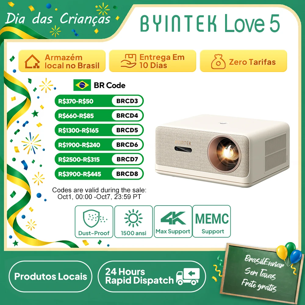 Projetor BYINTEK U14 Pro 4K 1080P 1500 ANSI Lumens Android 11 Bluetooth 5.0 Wi-Fi Auto Keystone Home Theater