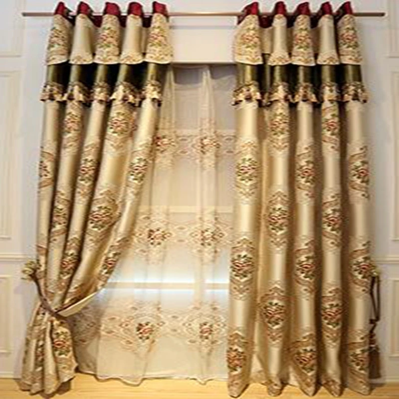 embroidery curtain deluxe living room curtain relief jacquard embroidery bedroom window screens shading customization