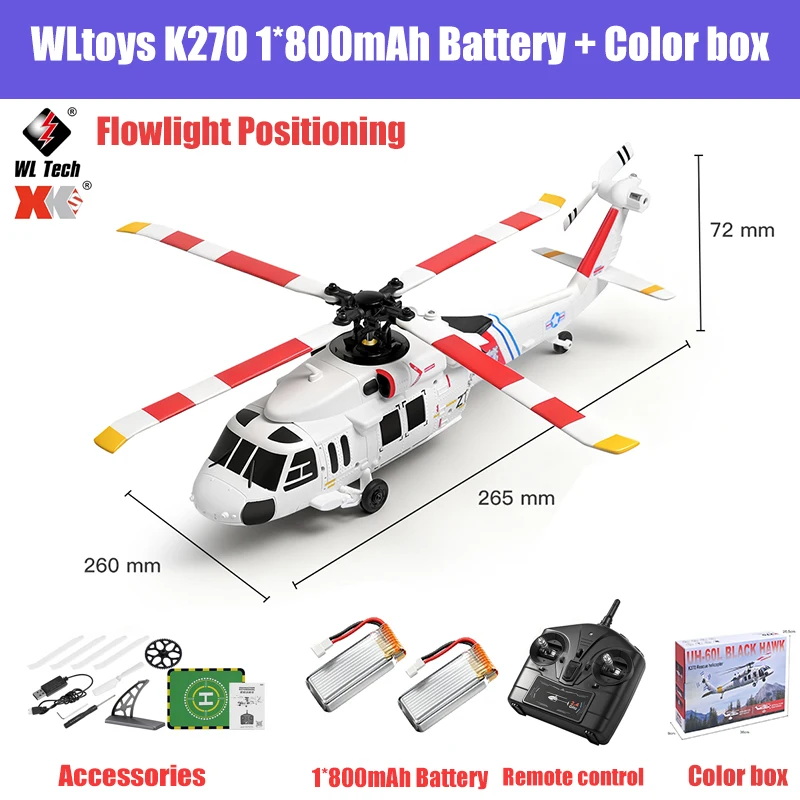 

New Wltoys K270 K170 Channel 4-Paddle Ailerless Brushless Motor Optical Flow Positioning Remote Control Helicopter Toy Boys Gift