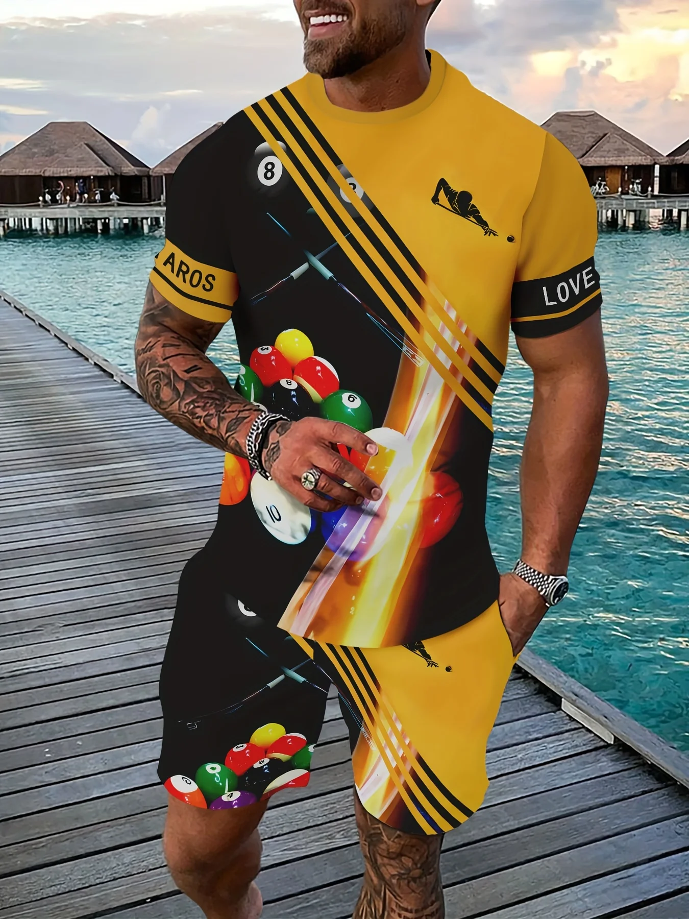 

Leisure Sports Set Breathable Outdoor Men's T-shirt Shorts Summer 3D Printed Adult Set