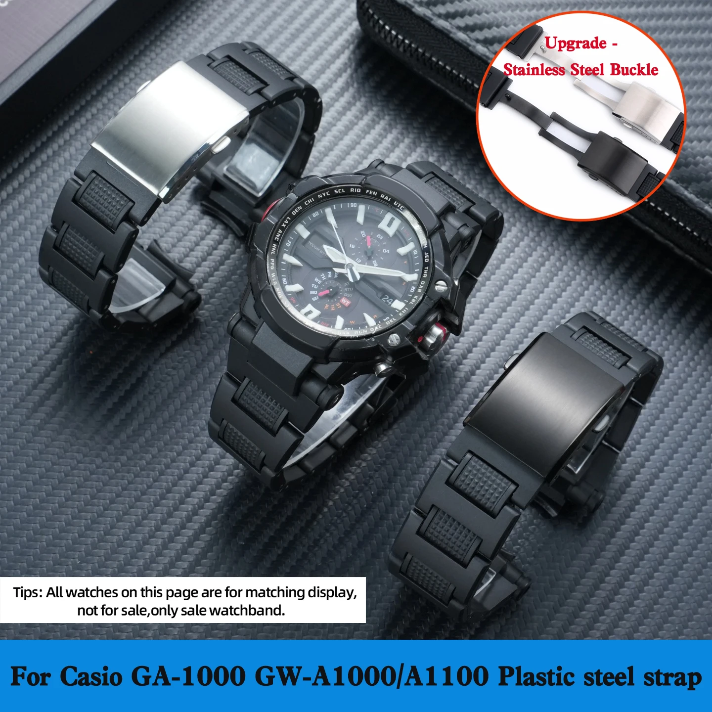 For Casio GA-1000/1100 GW-A1000/A1100 Composite Plastic Steel Watch Strap GRAVITY MASTER GA1100 Lightweight Watch Band Bracelet