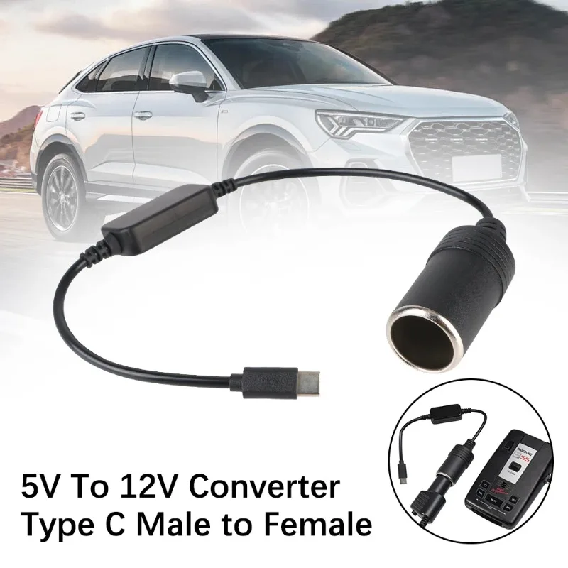5V To 12V Converter Cable Extender USB Type C Chargers To Cigarette Lighter Socket Power Adapter Electronics Car Accessories view 2